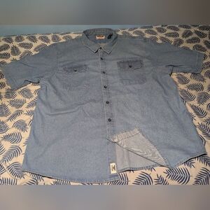 Wrangler Denim Light Blue Casual Button Down Shirt Size XL